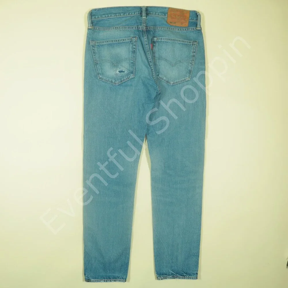 Levis 501 CT Selvedge Jeans Mens 32 Blue Ripped Patched Repaired Denim